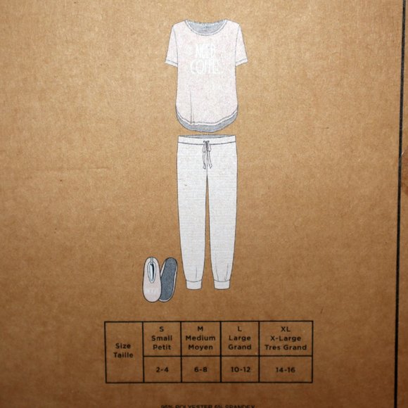 RAE DUNN Women's Short Sleeve Top and Pant "NEED COFFEE" Pajama Set PJ Slippers - Picture 6 of 8